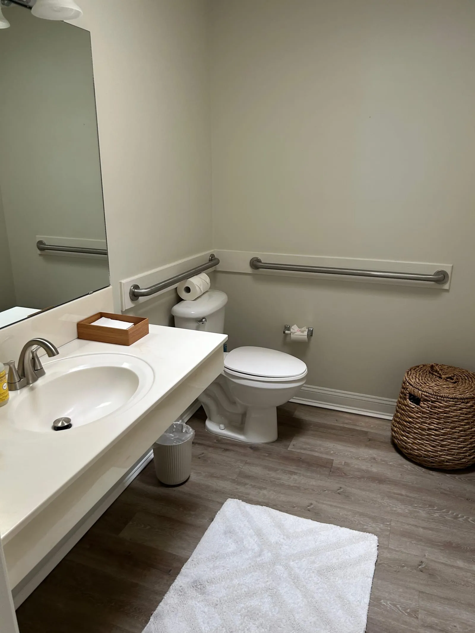 Spotless bathroom with clean counters and fresh towels
